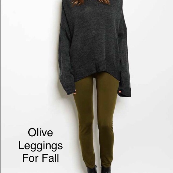 🌟 BUNDLE ONLY Olive Colored Fleece Leggings - Picture 4 of 9